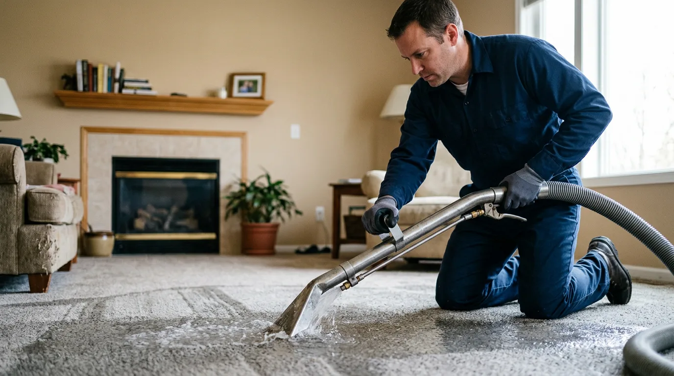 Water damage restoration technician working near Eucha, OK